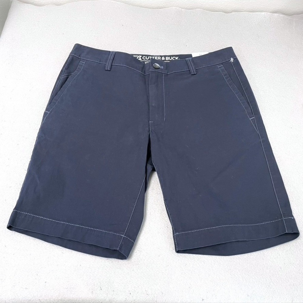 Cutter & Buck Voyager Shorts Mens 33 Adult Navy Blue Stretch Classic‎ Preppy